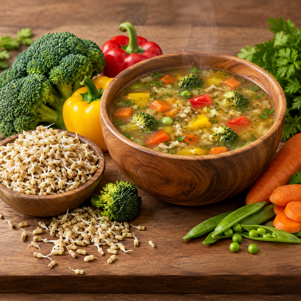 Sprouted Brown Rice Vegetable Soup