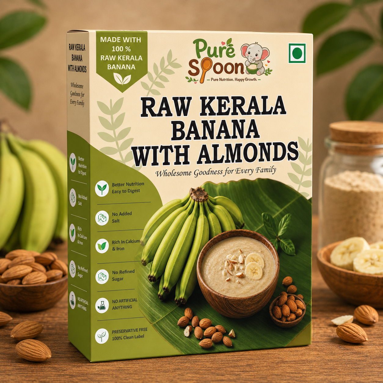 Organic Raw Kerala Banana with Almond