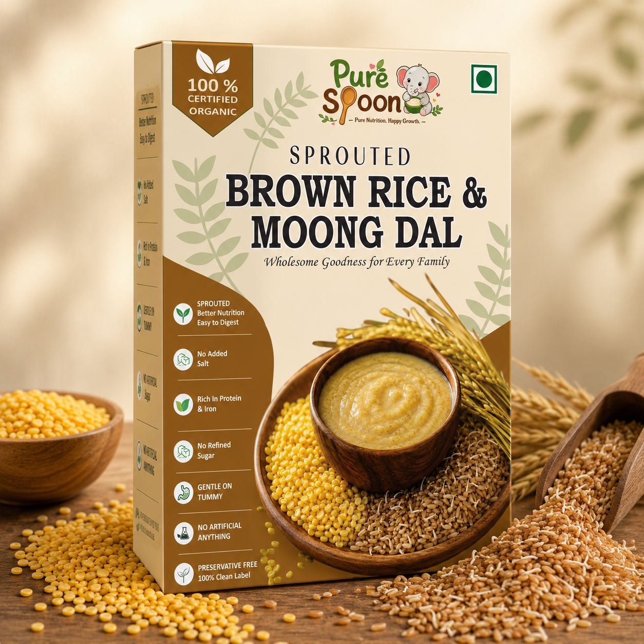 Organic Sprouted Brown Rice and Moong Dal Mix